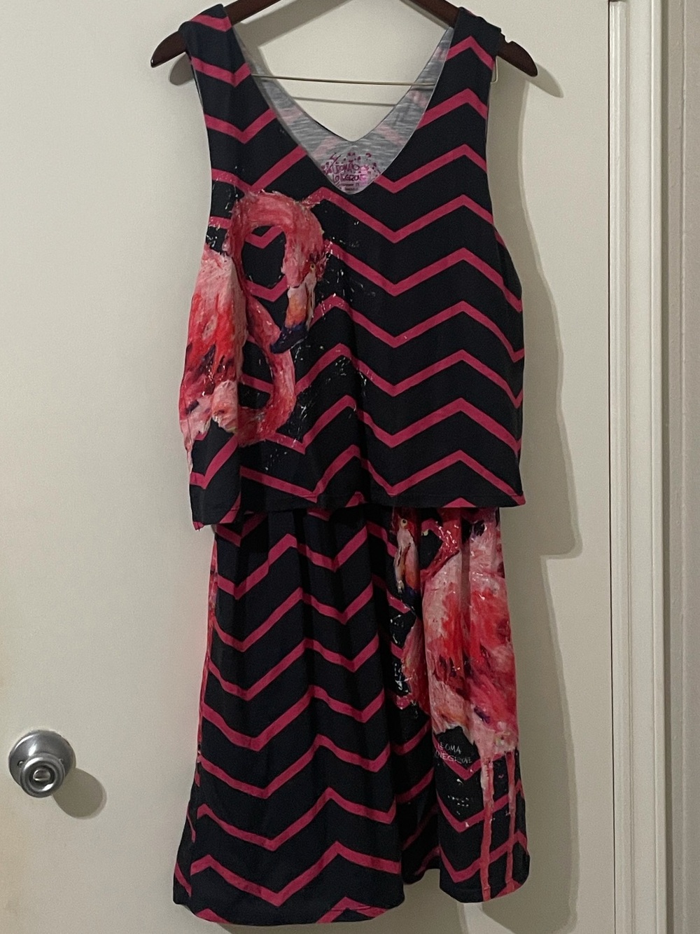 Leoma Lovegrove Flamingo Chevron Layered Dress Size Large